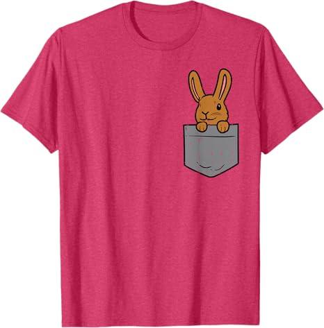 Pocket Bunny Rabbit Cute Happy Easter Day Men Women Kids T-Shirt Red Large