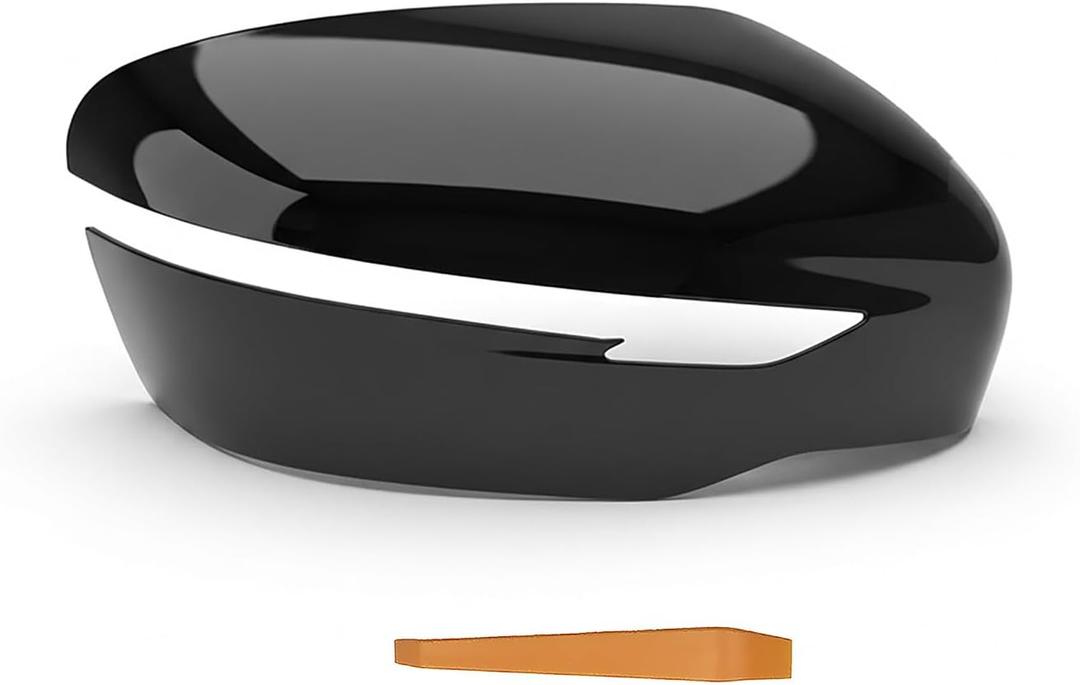 Passenger Right Side Rear View Mirror Cover Cap Compatibility With 2014-2019 Nissan Rogue (WITH Turn Signal ONLY), Painted G41 Magnetic Black Pearl, Door Mirror Housing Replacement