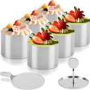 6 Pack Cake Ring Mold, Seamless Stainless Steel Round Mousse Cake Molds, Mousse Cake Ring, Baking Ring Molds, Food Ring Molds for Baking, Includes 6 Rings 1 Pusher and 1 Lifter, 2.9 x 2.1 Inch