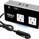 300W Car Power Inverters for Vehicles, YSOLX Car Inverter 12V to 110V with 3 USB Fast Charger and Car Plug Adapter Outlet for Laptop Computer Charger (white)