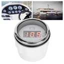 Marine Voltmeter, Waterproof Antifog LED Digital Battery Voltage Gauge, 2in Universal Stainless Steel Volt Gauge with Smart Alarm for Car, Boat, Auto, Marine(White)