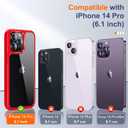 2 x UniqueMe [5 in 1 Design for iPhone 14 Pro 6.1 inch Case, 2 Pack Screen Protector Tempered Glass + 2 Pack Camera Lens Protector, [Non-Yellowing] Shockproof Ultra Thin Protective Cover - Red