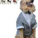 Lovelonglong Pet Costume Dog Suit Formal Tuxedo with Black Bow Tie for Small Dogs Cat Clothes Chihuahua Clothing Gray XS