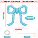 Leorate 10 Pcs Blue Bow Balloons - Bow Theme Decorations for Girls Birthday, Bridal Shower, Baby Shower, Engagement, Bachelorette Party Supplies, Party Decoration