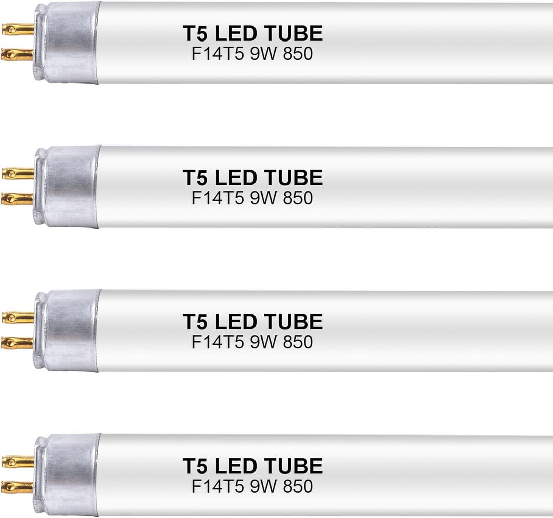 22 Inch F14T5/850 LED Replacement Bulbs, 5000K Daylight White, T5 LED 9 Watts Replace Fluorescent Bulb with LED, Replacement Tube for Counter and Cabinet Fixture, 4 Pack