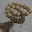 Extra Large Wood Bead Garland with 1.6" Diameter Wood Beads, Wooden Beads Garland with Tassels, Decorative Beads, Farmhouse Beads Home Decor (Nature Beige, 41 Inches)