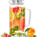 Glass Pitcher with Lid, 1200ml Leak Proof,Glass Water Jugs, BPA-Free,Microwave & Dishwasher Safe Pitcher,Sun & Iced Tea, Sangria,Cold Brew Coffee & More (1500ml-1Pack)