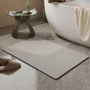 Mecko Bath Mat Rug, Ultra Thin Bathroom Rug -Rubber Non-Slip Quick Dry Absorbent Bath Mat Fit Under Door, Faux Suede Surface Bathroom Floor Mats for Bath, Shower, or Sink (Light Grey,20"x32")