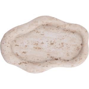 Cloud-Shaped Resin Jewelry Tray, Beige Travertine Vanity Tray for Bathroom Countertop, Trinket Candle Dish, Perfume Holder, Decorative Ottoman Tray for Home Decor Coffee Table Dresser (Set of 1)