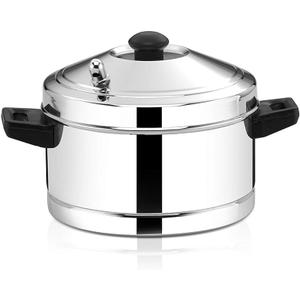 4-Rack Stainless Steel Idli Cooker with Strong Handles, Makes 16 Idlis
