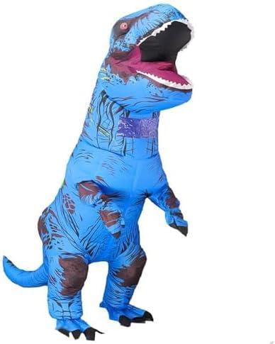 Rysotowy Inflatable Dinosaur Costume for Adults Blow up T-rex Suit Funny Party Dino Fancy Halloween Costume (Blue)