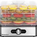 Elite Gourmet EFD3321 Food Dehydrator, Stainless Steel Trays Adjustable Temperature Controls, Jerky, Herbs, Fruit, Veggies, Dried Snacks, Stainless Steel