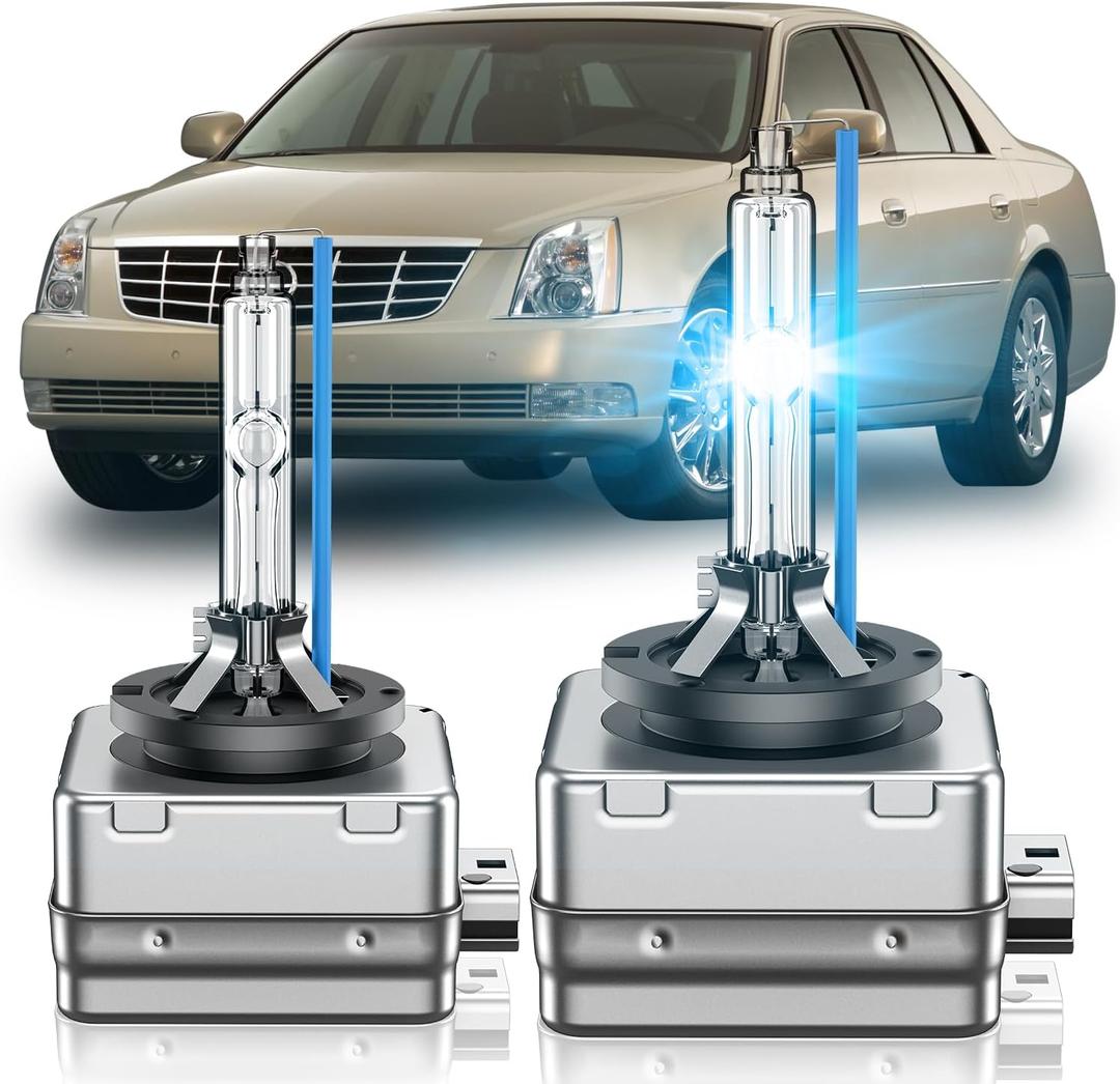 Fit for Cadillac 2006 2007 2008 2009 2010 2011 DTS 2003-2013 CTS D1S HID Xenon Headlight Bulbs,350% Brightness,High Low Beam Light Bulb,8000K White Blue,Plug and Play,Pack of 2