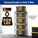 WORKPRO 5-Tier Tote Storage Rack, Heavy-Duty 27 Gallon Tote Storage Rack, 525 LBS Storage Bin Rack for Garage, Pantry, Kitchen, or Basement, Black, 30.5"x22.5"x69", 1 Pack