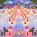 E-Kong 24 Pack Solar Candy Cane Lights Outdoor Christmas Decorations, 10 Modes, 12 Hours Bright Lighting Christmas Decorations Outdoor, Solar Pathway Lights Waterproof for Yard Patio Garden