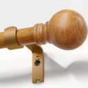 Boho Wood Curtain Rods for Windows 72 to 144 inch 1" Diameter Adjustable Heavy Duty Window Curtain Rod with Decorative Wooden Grain Finials Drapery Rods for Living Room Bedroom Kitchen Cafe Farmhouse