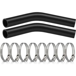 2pack 15 7/8" Length Gas Tank Fuel Filler Hose Replacement with 8 Clamps,1 1/2" ID 45 Degree Reinforced Gasoline Fuel Filler Neck Hose