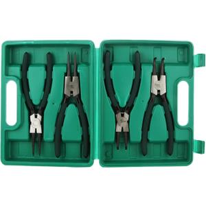 4 Pack 9 inch Snap Ring Pliers Set Heavy Duty Internal/External Circlip Pliers Kit with Straight Bent Jaw Precision Spring Loaded Pliers for Ring Remover Retaining (Green)