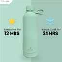 Ecco Joy Reusable Stainless Steel water bottles - insulated Water Bottle - Thermos soft touch with neck tags - travel water bottle - Long Lasting Hot or Cold Drinks  Teal