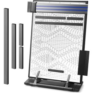 Flutesan Knitting Pattern Holder with 4 Replacement Magnets Knitting Chart Keeper Black Magnetic Cross Stitch Supplies and Accessories Cross Stitch Pattern Holder for Crochet, 13.78 x 8.27 Inch