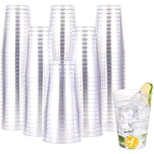 JOLLY CHEF 12 oz Clear Plastic Cups, 50 Pack Heavy-duty Party Glasses, Disposable Plastic Cups for Halloween,Thanksgiving Day, Christmas Party