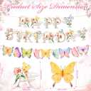 TaoBary 3 Pcs Wildflowers Happy Birthday Banners Decorations Watercolor Butterfly Floral Birthday Party Banner Letters for Spring Party Decorations Baby Shower Supplies