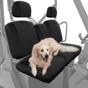 KEMIMOTO UTV Seat Covers Black, Waterproof Repellent UTV Seat Cover Set w/Headrest Cover Compatible with Can Am Defender Front Two Doors Split Bench Seat Covers- Black