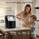 Nugget Ice Maker Countertop, 33 lb/Day, Chewable Ice, Self-Cleaning | Brushed Black Stainless Steel, TDS Pen, Stainless Steel Ice Scoop with Hook, Soft Pebble Ice for Home Kitchen, Office & RV