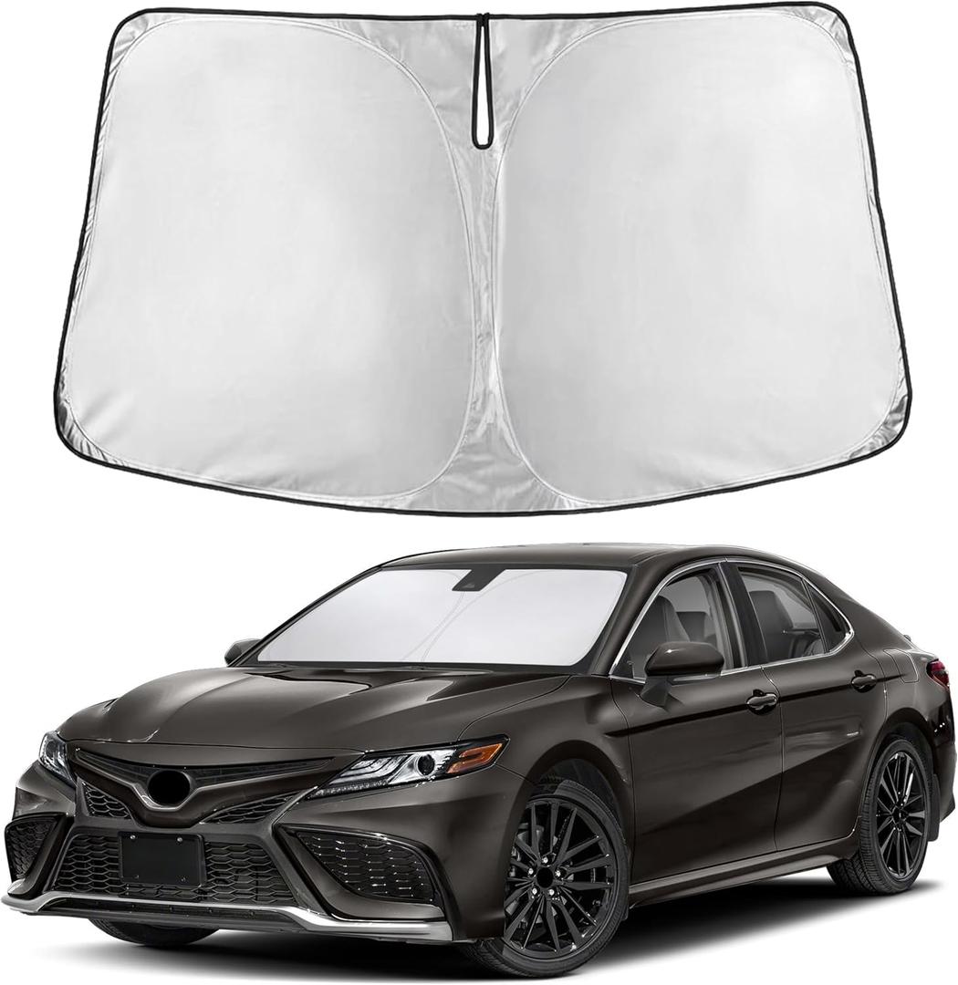 EcoNour Windshield Sunshade Compatible for Toyota Camry 2018-2022 2023 2024, LE, SE, SE Nightshade, XLE, XSE, TRD, Sun Visor for Front Windshield Sun Shade Cover, UV Heat Protector, Car Accessories