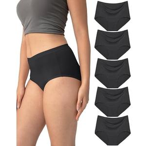 Neione Women High-Waisted Underwear No Show Panties Breathable Modal Full Briefs Moisture Wicking L