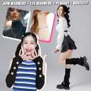 4 Pcs Y2k Star Leg Warmers for Girls Arm Warmers Streetwear Set Include Star Necklace Silver Bracelet Y2k Accessories Kawaii Gyaru Aesthetic Harajuku Jewelry Accessories for Girl Women (Black)