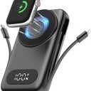SHENMZ Magnetic Portable Charger 26800mAh for iPhone 17/16/15/14/13/12 with Built-in Cables， iWatch Charger，Wireless Power Bank for Apple Watch and for airpods,Galaxy, Android Phones(Black)