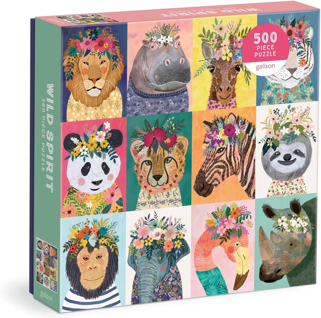 Galison Wild Spirit 500 Piece Puzzle from Galison - 20" x 20" Beautifully Illustrated Puzzle, Thick & Sturdy Pieces, Fun and Challenging Activity for Adults, Makes a Wonderful Gift!