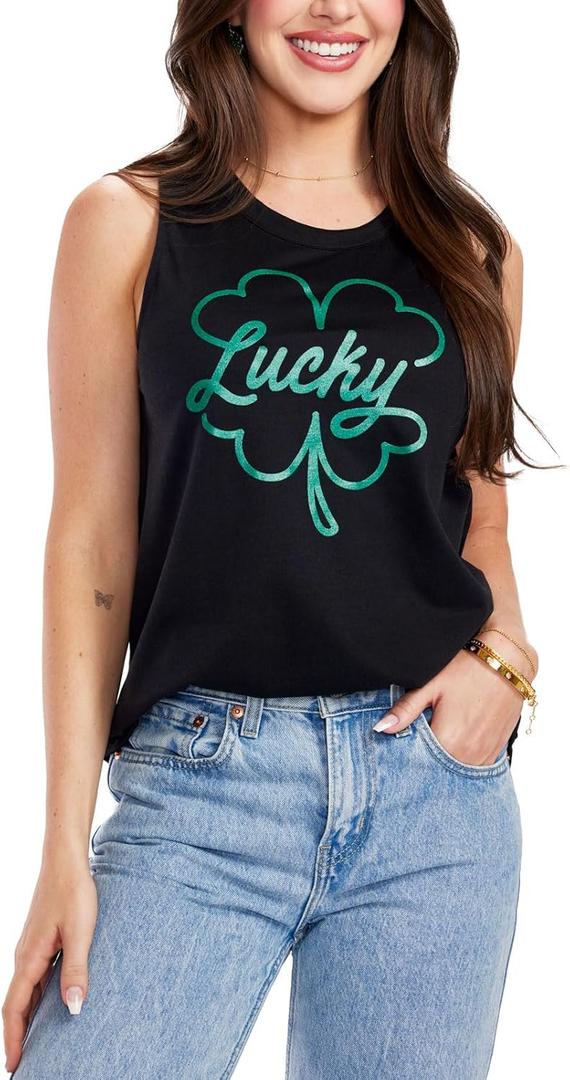 Tipsy Elves St. Patrick's Day Tank Tops for Women - Fun Holiday Tanks for St. Paddys Day (Black, S)