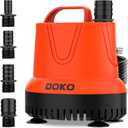 DOKO 1150GPH Submersible Water Pump, 100W Pond Pump with 11FT Lift Height, Ultra Quiet Small Pump with Handle & 6FT Power Cord for Fish Tank, Ponds, Aquarium, Waterfalls, Hydroponics, 4 Nozzles