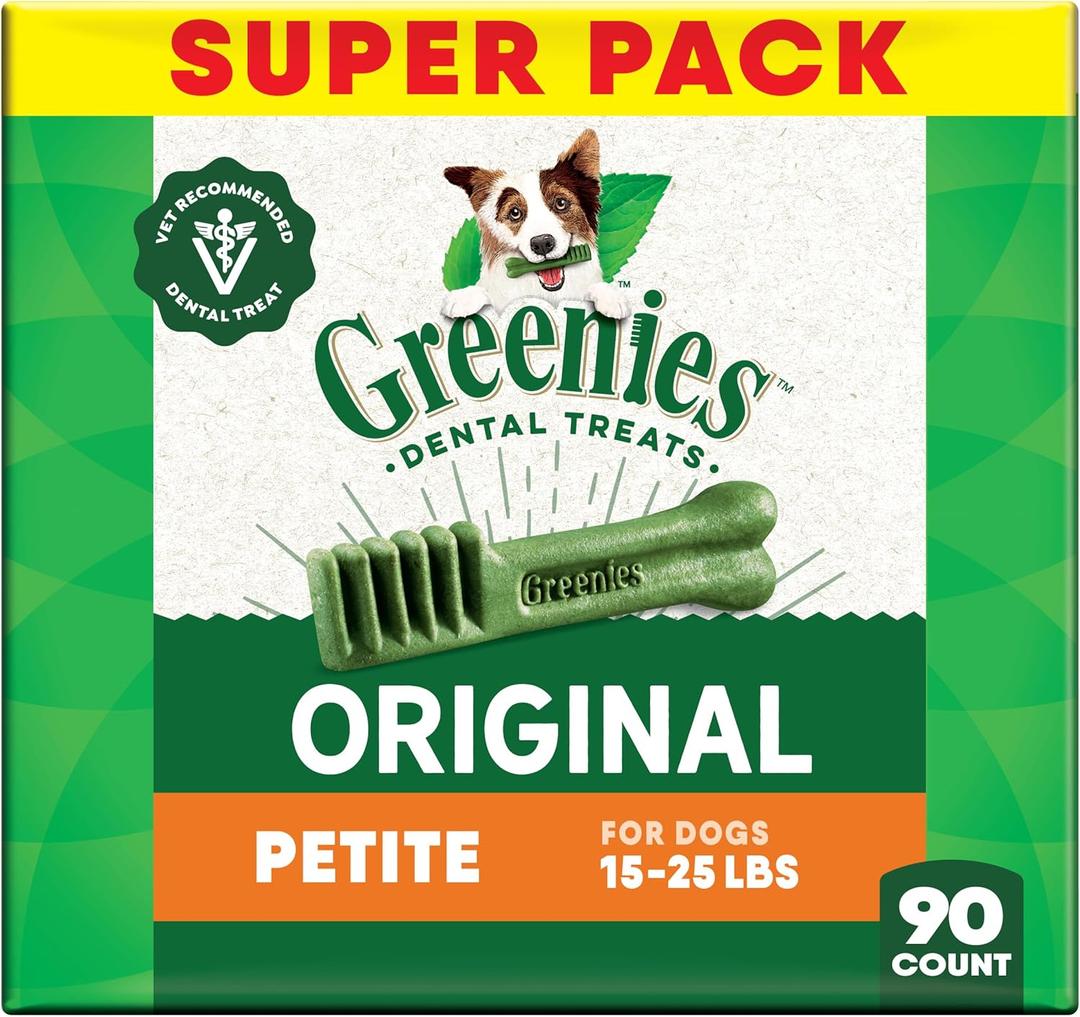 Greenies Veterinarian-Recommended Adult Natural Dental Dog Treats Petite Size, Original Flavor, 54 oz. Pack, 90 Count