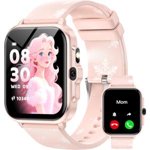 Smart Watch for Kids Boys Age 5-12, Ai Functions Games HD Touch Screen Watches with Video Camera Music Player Pedometer Heart Rate Sleep Tracker Christmas Birthday Gifts for Girls (Pink, 1.85")