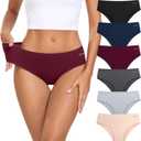 coskefy Women's Underwear Cotton Hipster Panties Low Rise Briefs Soft Strench Breathable Ladies Bikini Underwear 6 Pack (Deep Dark Palette) XS