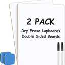 MaxGear Double Sided Dry Erase Board, 9'' x 12'' Small White Board, 2 Pack | Reusable Double Sided Surface, Easy to Write and Erase, Portable Small Learning Board, Includes 2 Markers and 2 Erasers