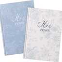 Set of 2 Vow Books His and Hers, Wedding Vow Books (6.06x4.17) Wedding Keepsake Essentials Elegant Bridal Shower Ceremony Gift Elopement Essentials(Blue,Floral)