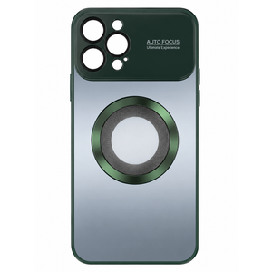 MAKAVO Magnetic for iPhone 12 Pro Max Case, Compatible with MagSafe, Built-in Camera Lens Protector, Logo View, Military Grade Drop Proof Phone Case Cover, Green