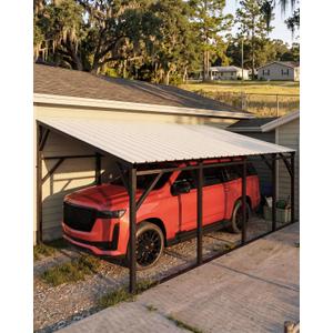 GarveeLife 12x20 ft Wall-Mounted Metal Carport, Lean-to Car Port, Vehicle Parking, Outdoor Storage, 12x20 FT Vertical Roof