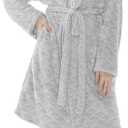 PAVILIA Womens Robes Lightweight, Knee Length Plush Fluffy Shower Bathrobe, Soft Fuzzy Cozy with Pockets (Small-Medium)