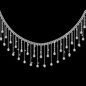 2 Yard Rhinestone Fringe Chain, AngleKai Crystal Rhinestone Ribbon Tassel Chain, Shining Fringe Trim Ribbon for Decoration Clothing