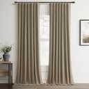 Living Room Curtains 84 Inches Long Faux Linen Room Darkening Curtain for Bedroom Boho Farmhouse Full Blackout Thermal Insulated Drapes for Nursery Room Divider Thick Linen Cotton Textured Brown