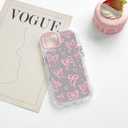 NITITOP Compatible with iPhone 15 Plus Case Cute Mirror Bow Love Heart Pattern for Women Girls Ribbon Design Shockproof Silver Protective Phone Cover - Pink Bow
