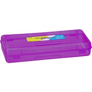 Enday Pencil Box Purple, Storage Organizer Utility Box, Multipurpose Long Ruler Length School Office Supplies Plastic Pencil Case for Kids & Adults