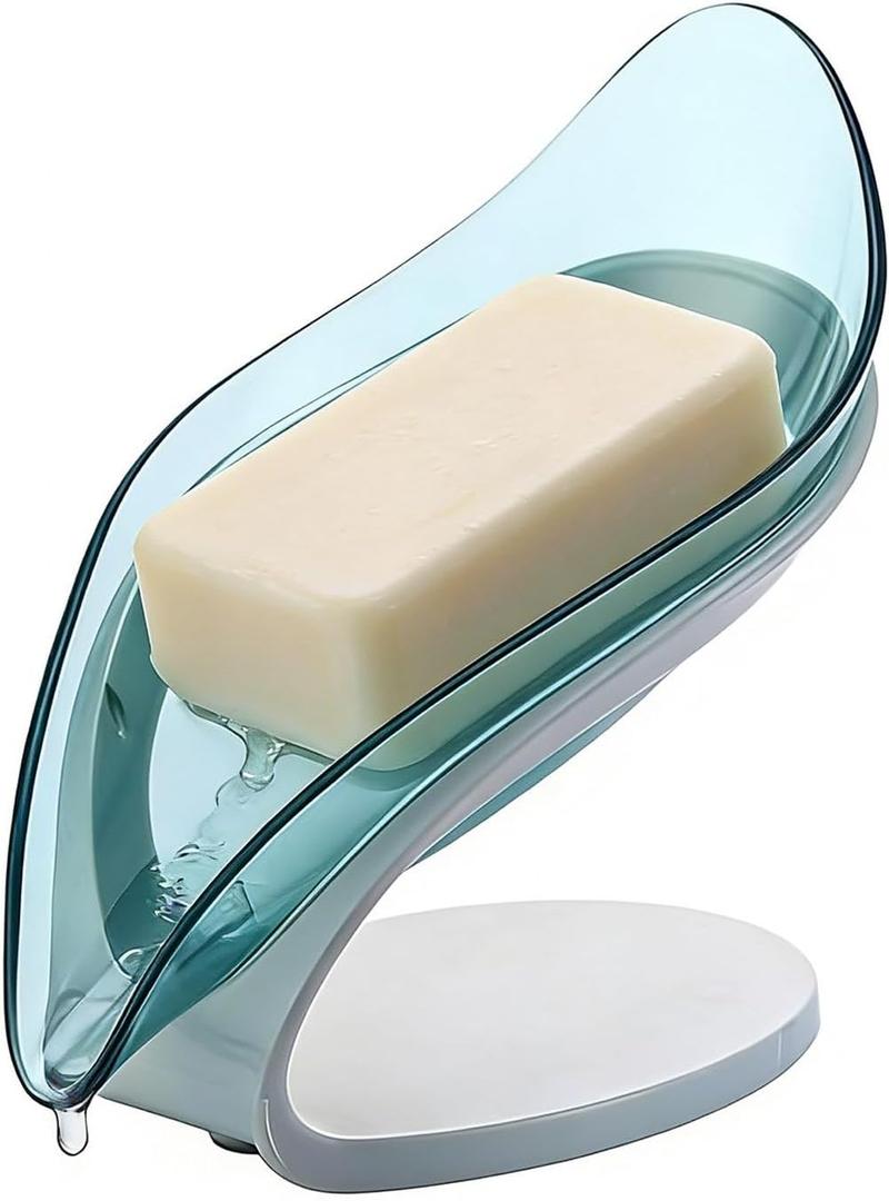 Soap Dish, Soap Holder Self Draining Leaf Shape Soap Dishes, Easy to Clean,Keeps Soap Dry, Leaf Pattern, Drain Soap Dish Perfect for Bathroom, Kitchen Sink