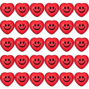 Blulu 30 Pieces Heart Stress Relief Balls, Smile Funny Face Mini Foam Balls for School Carnival Reward, Valentine Party Gift Bag Fillers(Red)