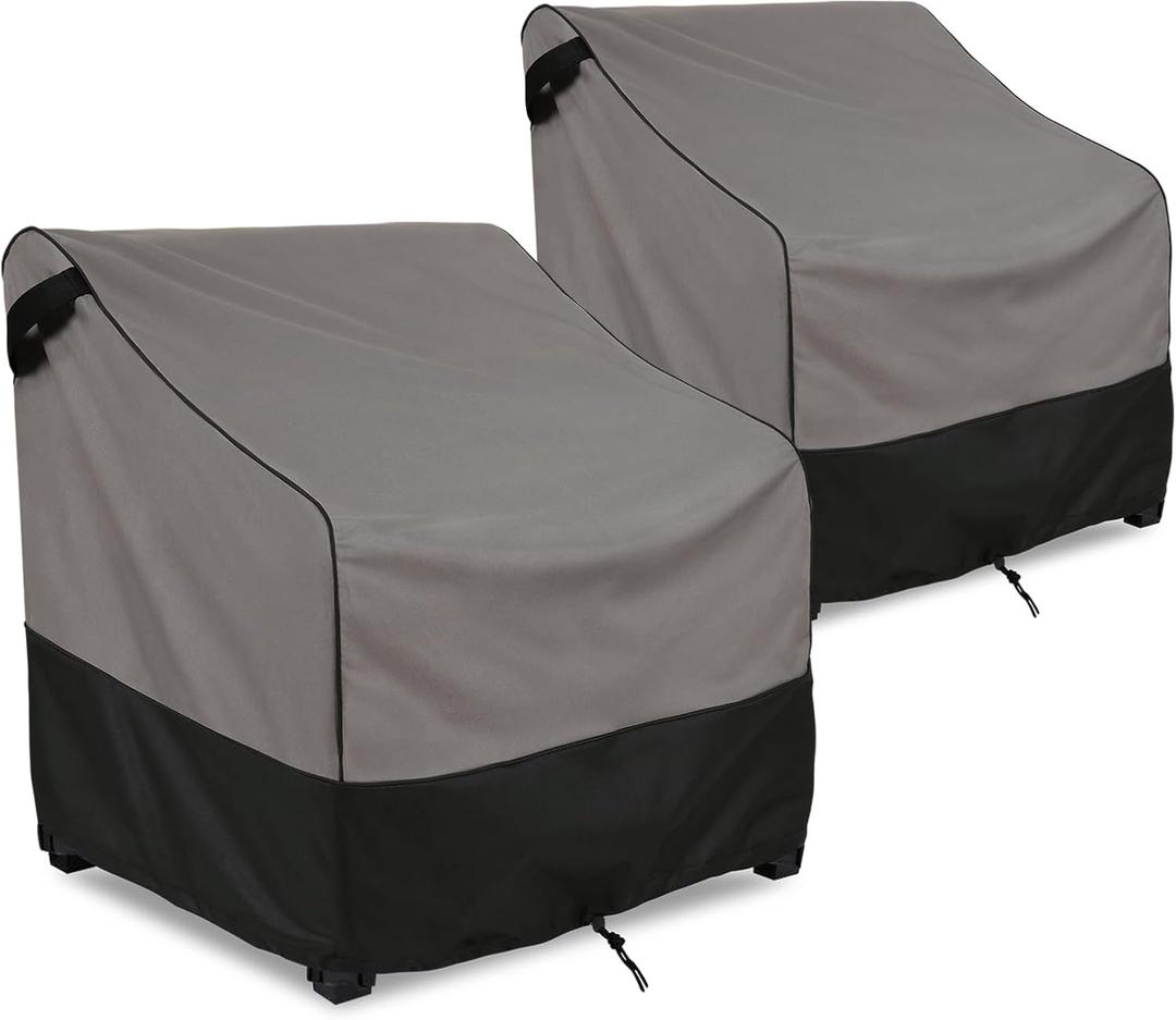FORSPARK Waterproof Patio Chair Cover, Heavy-Duty Outdoor Chair Covers 2-Pack, Universal Fit for Lawn Furniture, Fits up to 35W x 38D x 31H, Grey